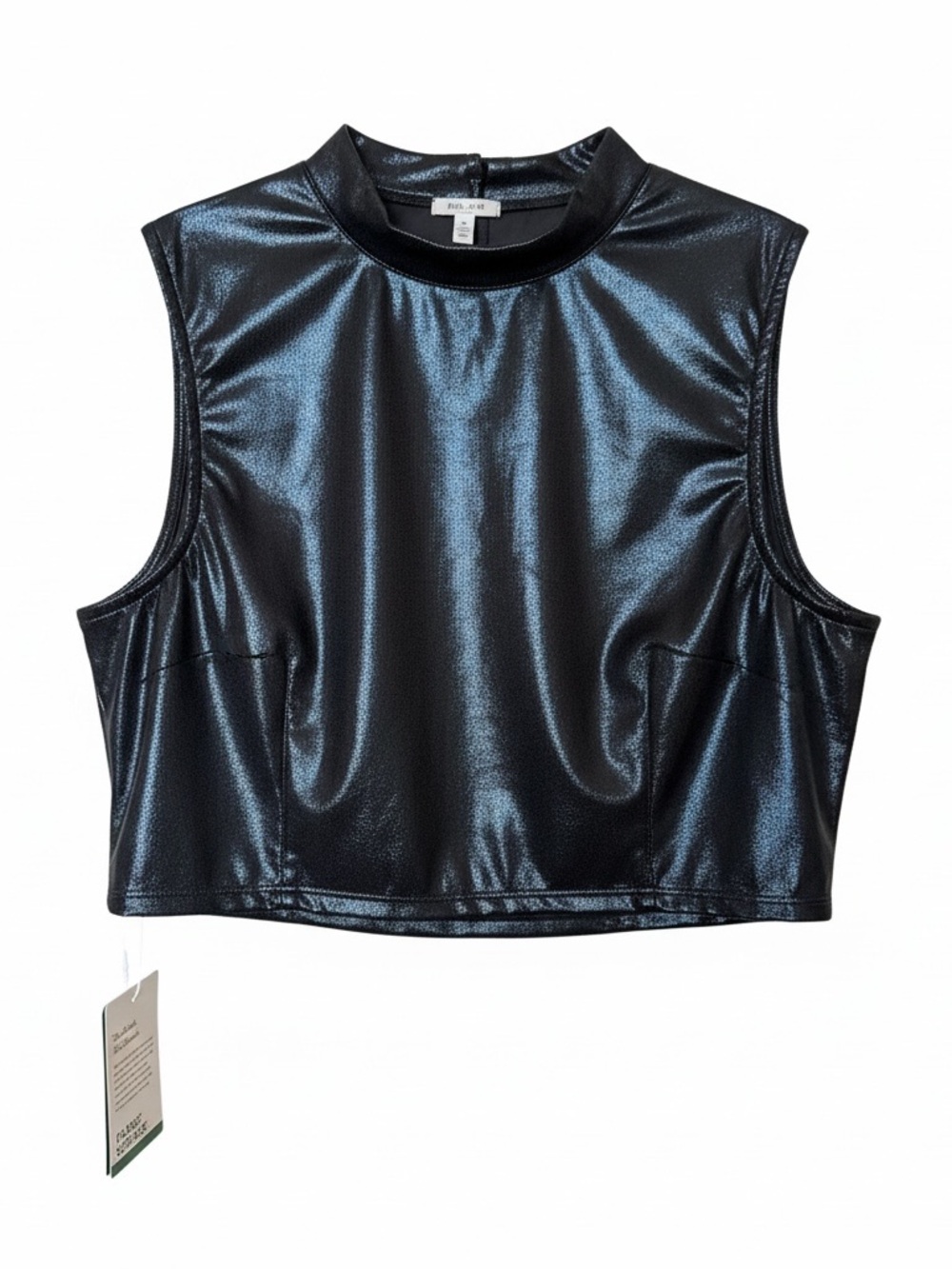 Halara Metallic Sleeveless Mockneck Crop Top, Size M